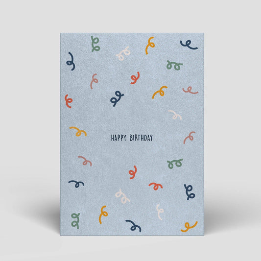 Postkarte - Geburtstag - Luftschlangen