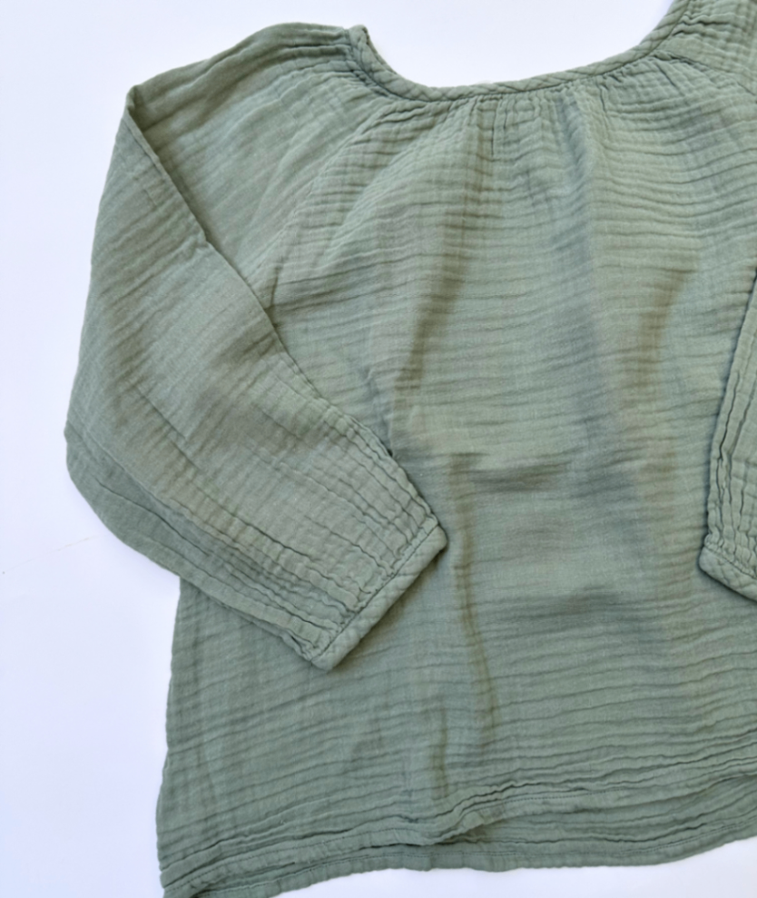Musselin Bluse "salbei" ~ 140/146 ~ Nummero74