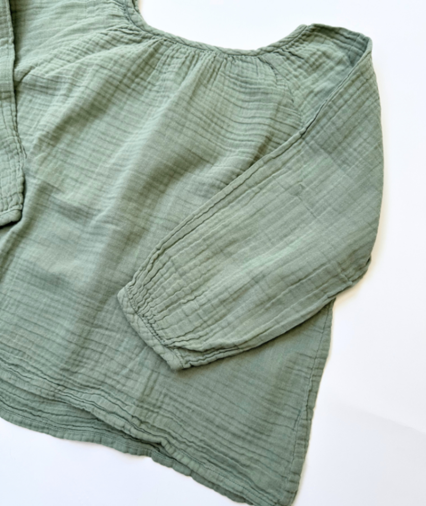 Musselin Bluse "salbei" ~ 140/146 ~ Nummero74