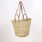 Strohkorb mit Ledergriffen